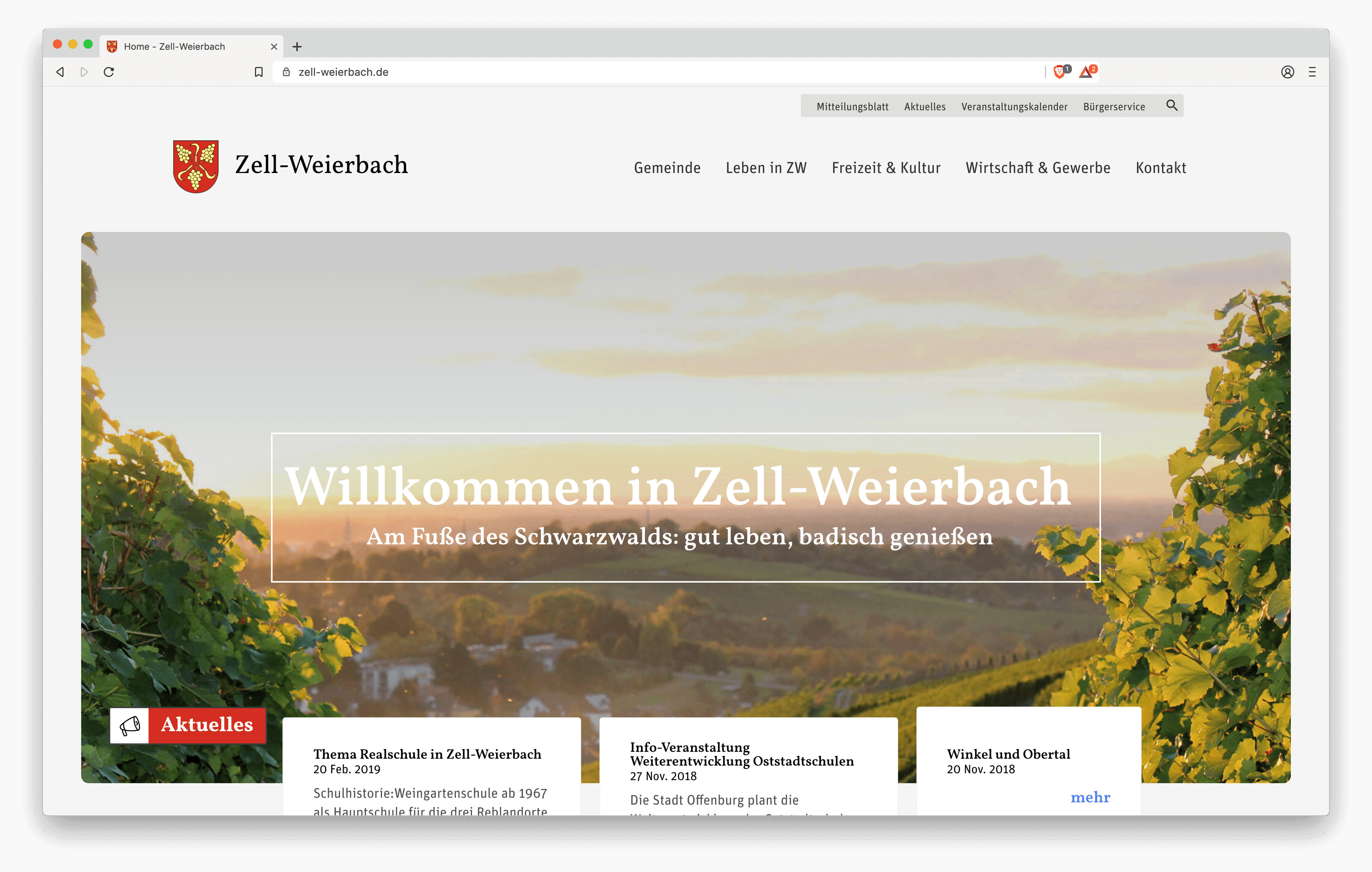 Zell Weierbach Website